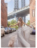 V Neck Beaded Ivory Lace Tulle Airy Wedding Dress